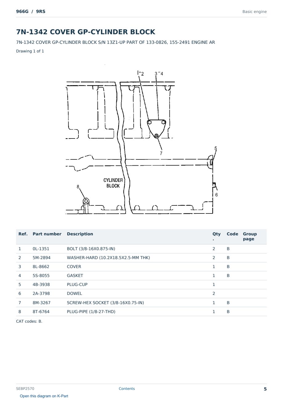 Caterpillar 966G S/N 9RS Partsbook SEBP2570 (English) - sample page 5 of 10 Caterpillar 966G S/N 9RS Partsbook SEBP2570 (English) - sample page 5 of 10