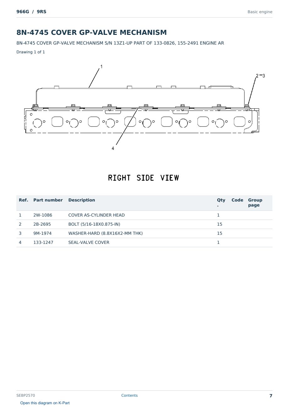 Caterpillar 966G S/N 9RS Partsbook SEBP2570 (English) - sample page 7 of 10 Caterpillar 966G S/N 9RS Partsbook SEBP2570 (English) - sample page 7 of 10