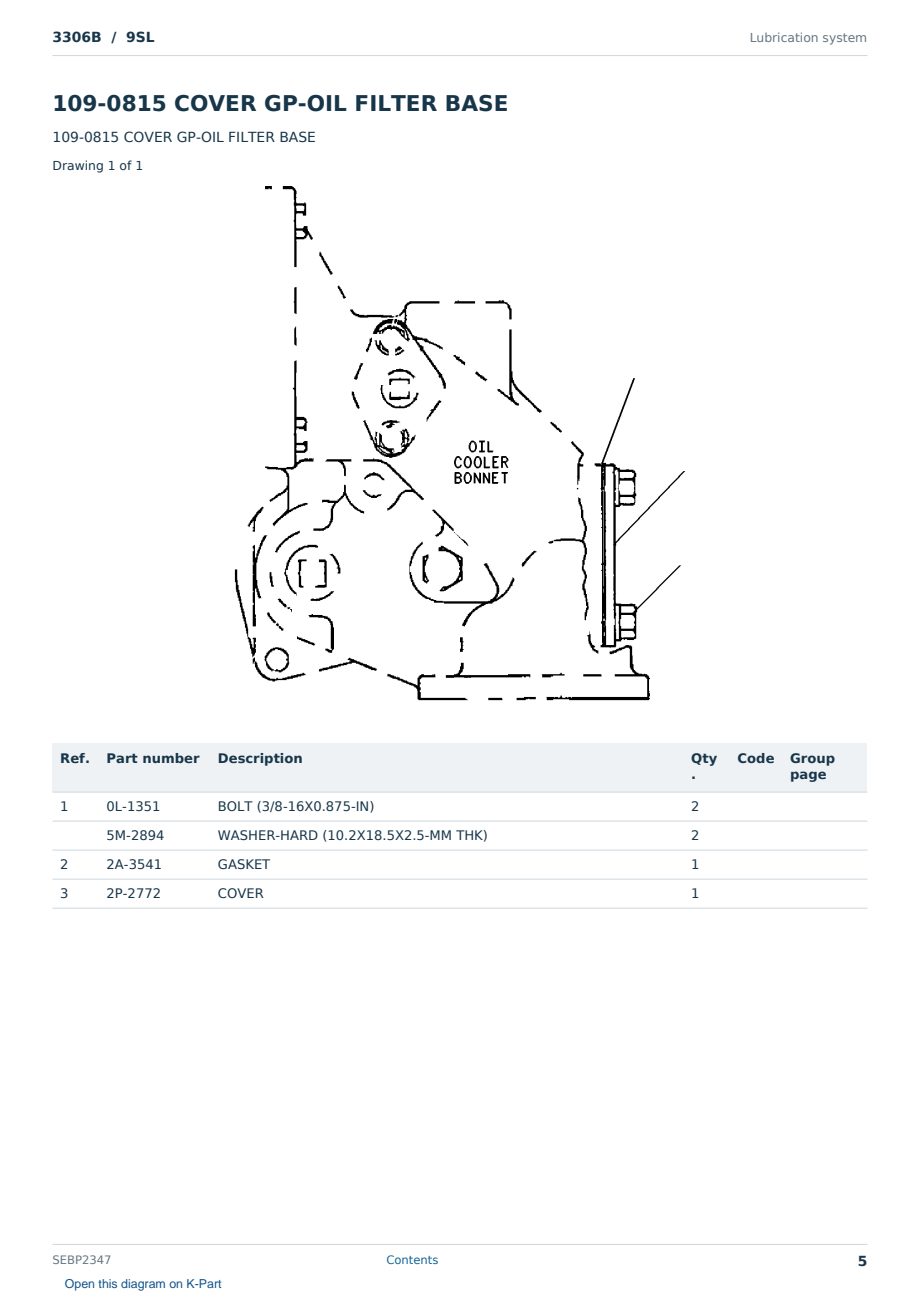 Caterpillar 3306B S/N 9SL Partsbook SEBP2347 (English) - sample page 5 of 10 Caterpillar 3306B S/N 9SL Partsbook SEBP2347 (English) - sample page 5 of 10