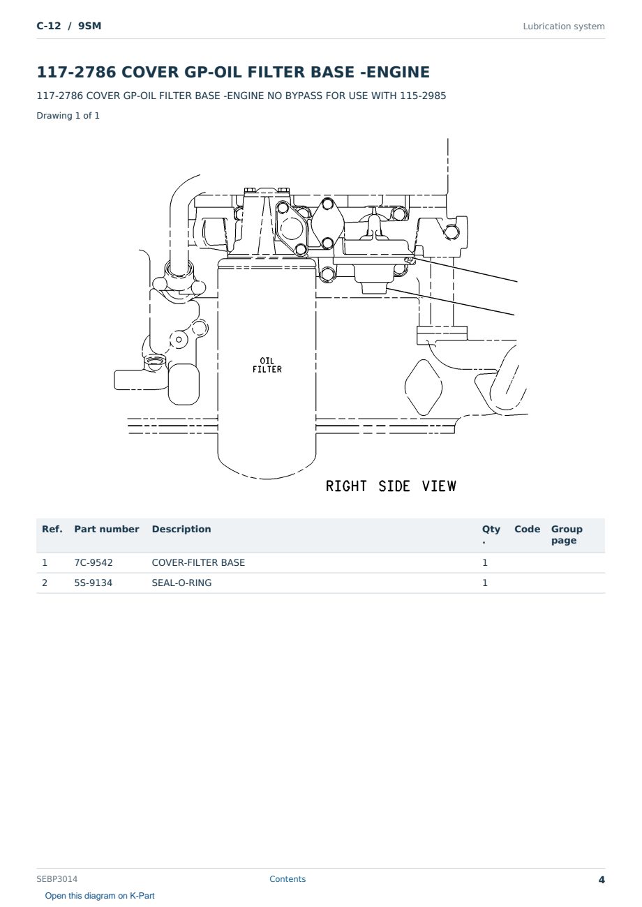 Caterpillar C-12 S/N 9SM Partsbook SEBP3014 (English) - sample page 4 of 10 Caterpillar C-12 S/N 9SM Partsbook SEBP3014 (English) - sample page 4 of 10