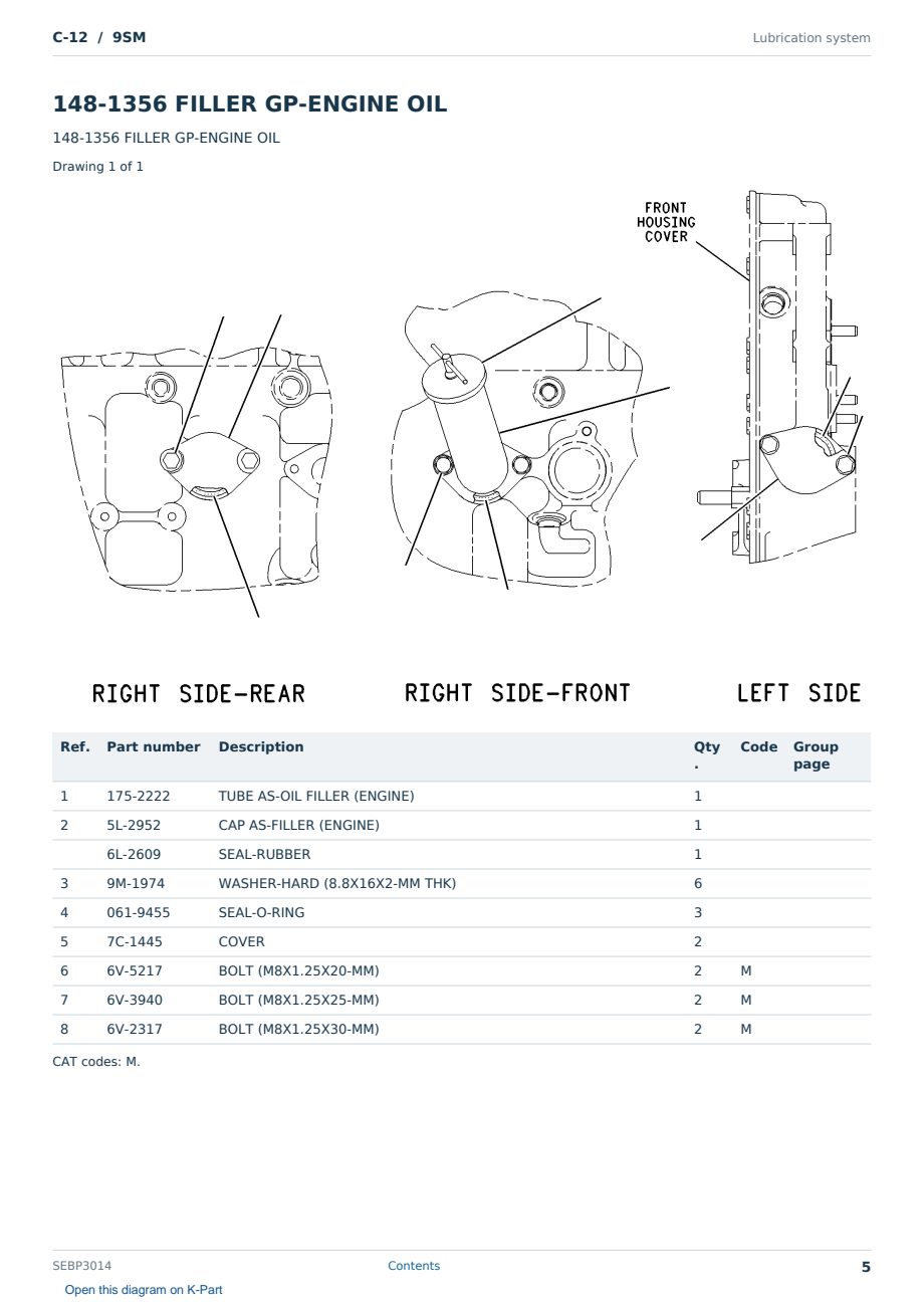 Caterpillar C-12 S/N 9SM Partsbook SEBP3014 (English) - sample page 5 of 10 Caterpillar C-12 S/N 9SM Partsbook SEBP3014 (English) - sample page 5 of 10