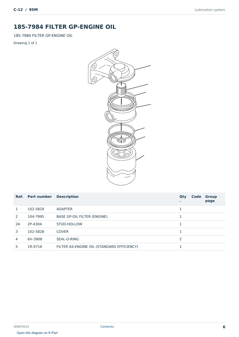 Caterpillar C-12 S/N 9SM Partsbook SEBP3014 (English) - sample page 6 of 10 Caterpillar C-12 S/N 9SM Partsbook SEBP3014 (English) - sample page 6 of 10