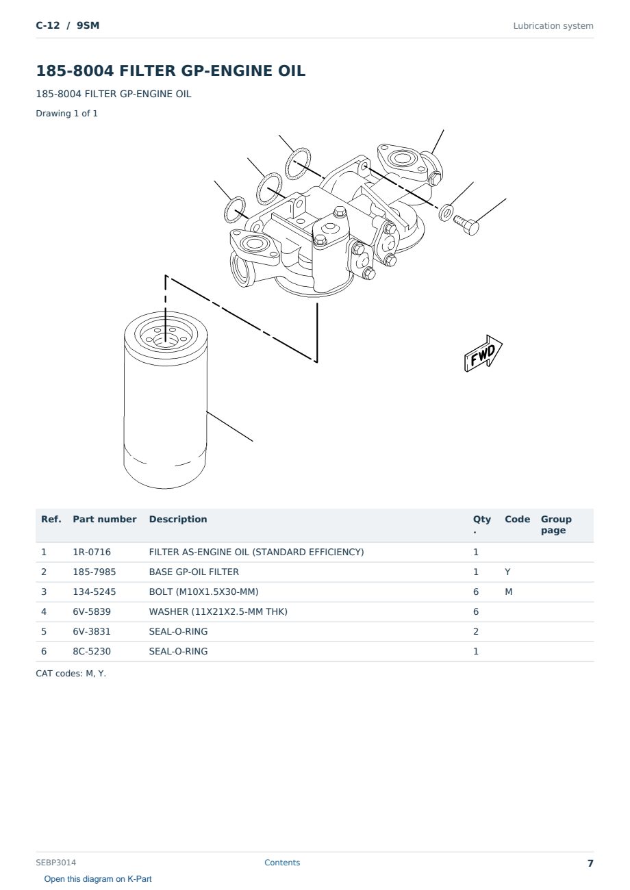 Caterpillar C-12 S/N 9SM Partsbook SEBP3014 (English) - sample page 7 of 10 Caterpillar C-12 S/N 9SM Partsbook SEBP3014 (English) - sample page 7 of 10