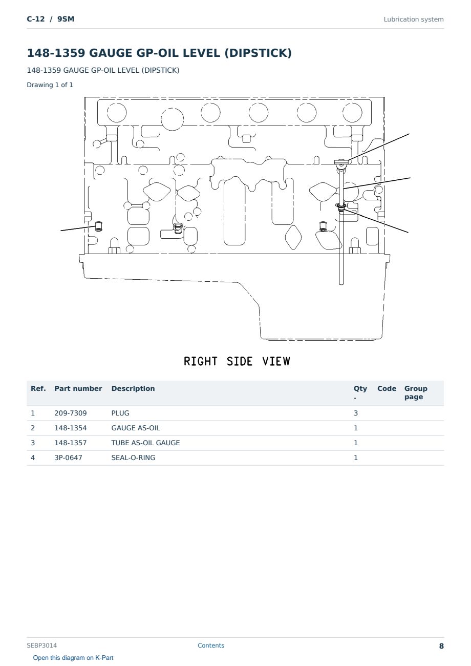 Caterpillar C-12 S/N 9SM Partsbook SEBP3014 (English) - sample page 8 of 10 Caterpillar C-12 S/N 9SM Partsbook SEBP3014 (English) - sample page 8 of 10