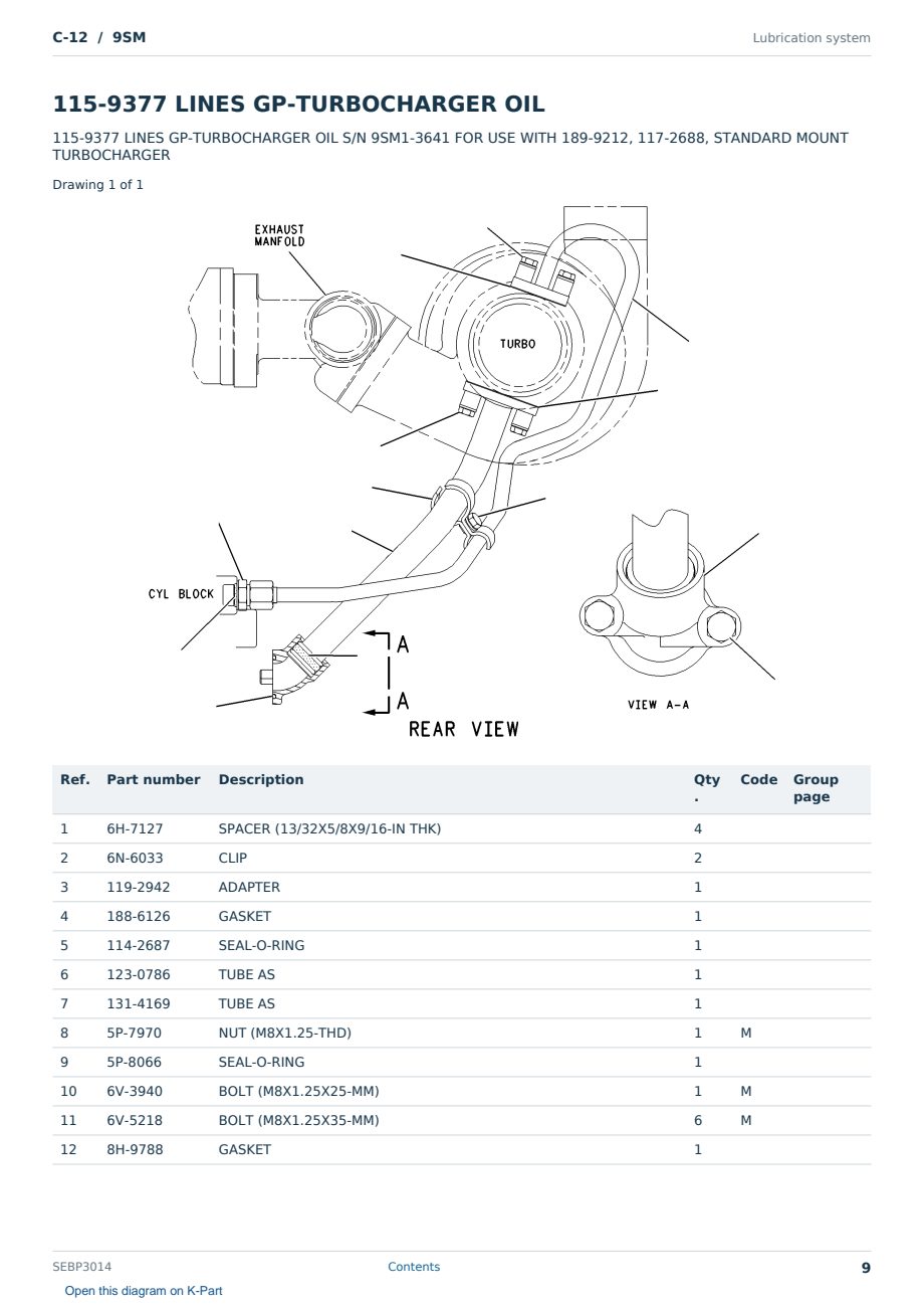 Caterpillar C-12 S/N 9SM Partsbook SEBP3014 (English) - sample page 9 of 10 Caterpillar C-12 S/N 9SM Partsbook SEBP3014 (English) - sample page 9 of 10