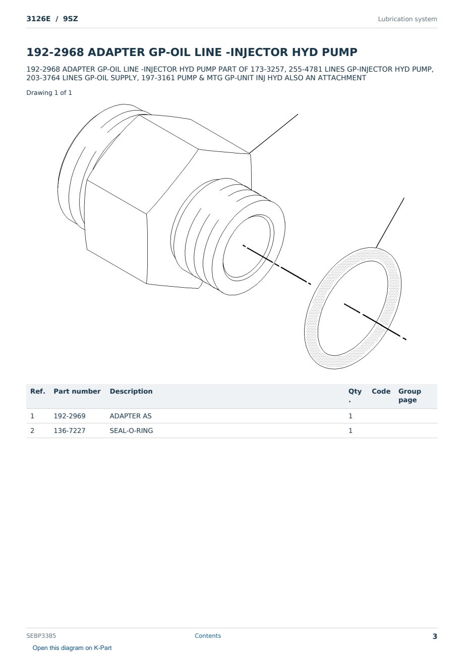 Caterpillar 3126E S/N 9SZ Partsbook SEBP3385 (English) - sample page 3 of 10 Caterpillar 3126E S/N 9SZ Partsbook SEBP3385 (English) - sample page 3 of 10