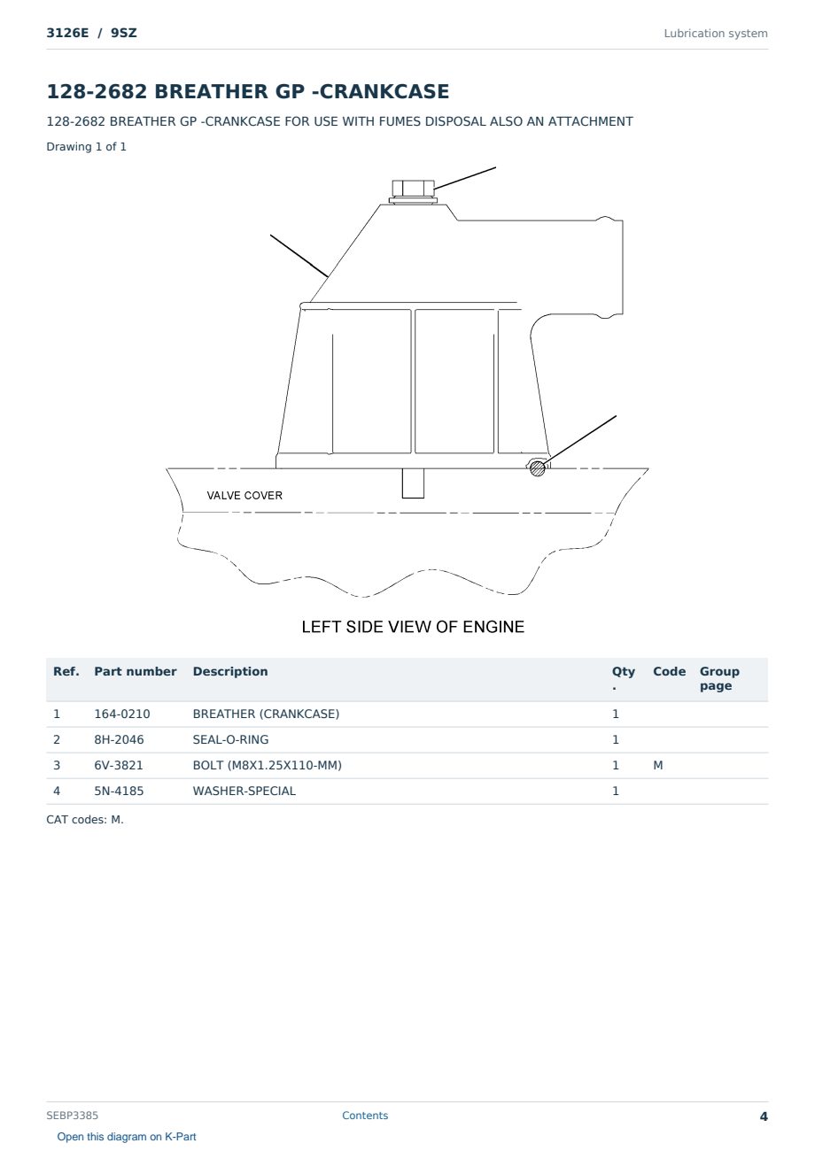 Caterpillar 3126E S/N 9SZ Partsbook SEBP3385 (English) - sample page 4 of 10 Caterpillar 3126E S/N 9SZ Partsbook SEBP3385 (English) - sample page 4 of 10