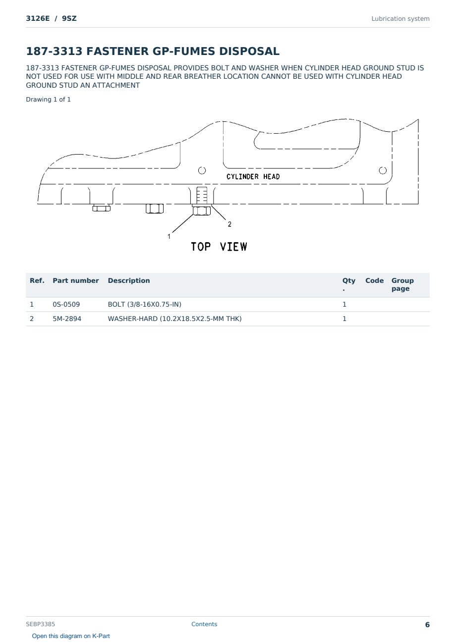 Caterpillar 3126E S/N 9SZ Partsbook SEBP3385 (English) - sample page 6 of 10 Caterpillar 3126E S/N 9SZ Partsbook SEBP3385 (English) - sample page 6 of 10