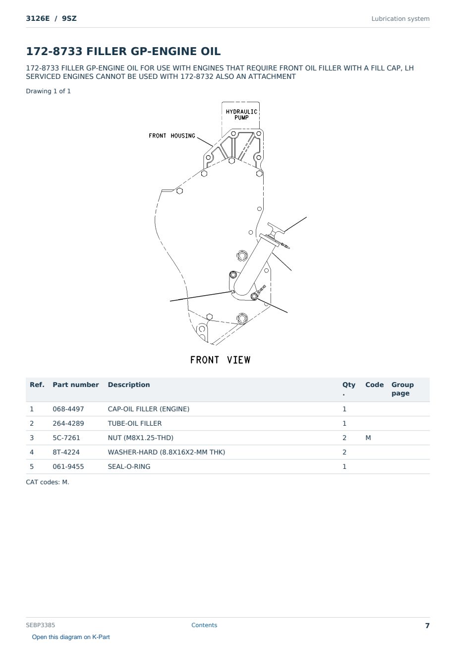 Caterpillar 3126E S/N 9SZ Partsbook SEBP3385 (English) - sample page 7 of 10 Caterpillar 3126E S/N 9SZ Partsbook SEBP3385 (English) - sample page 7 of 10