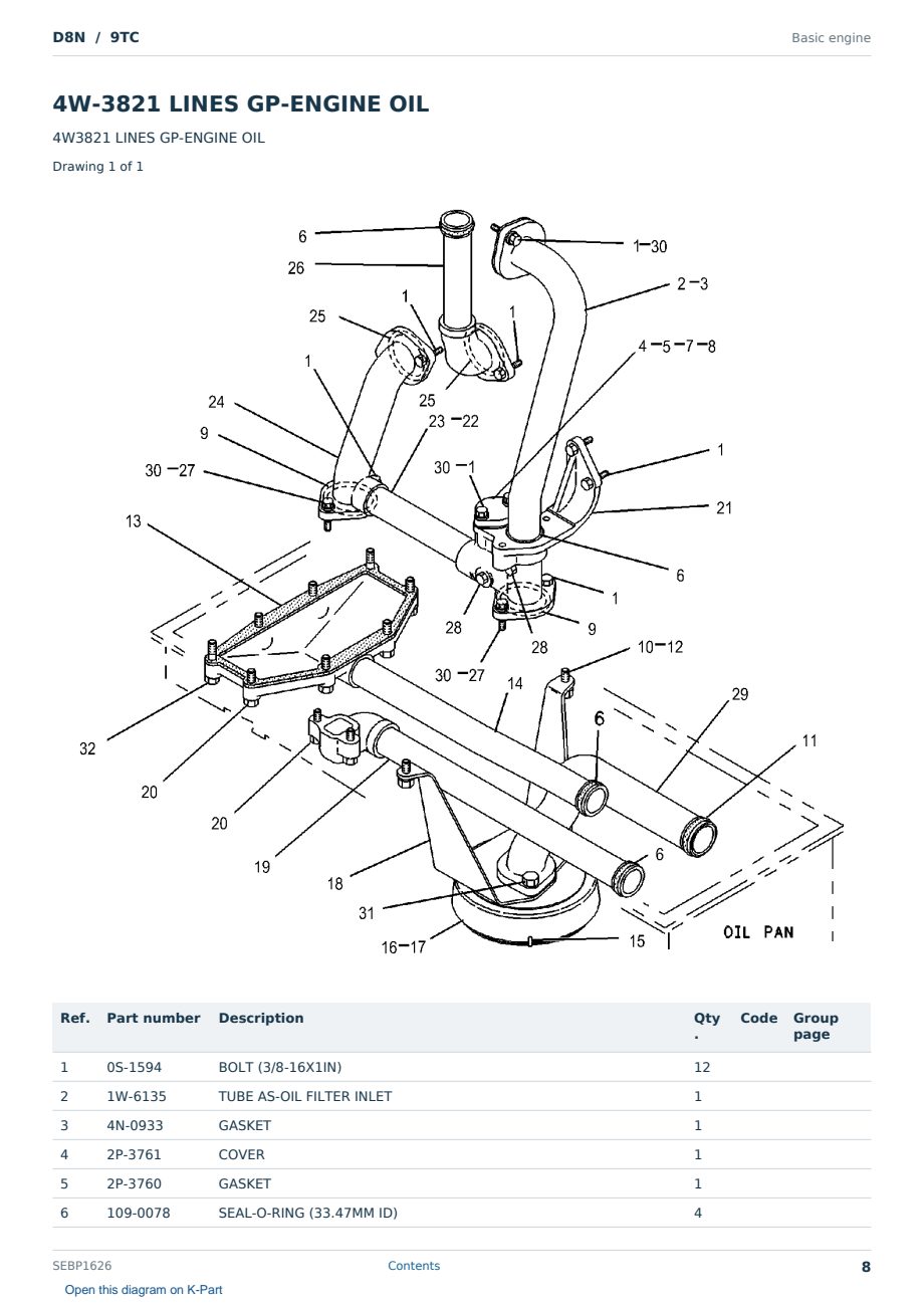 Caterpillar D8N S/N 9TC Partsbook SEBP1626 (English) - sample page 8 of 10 Caterpillar D8N S/N 9TC Partsbook SEBP1626 (English) - sample page 8 of 10