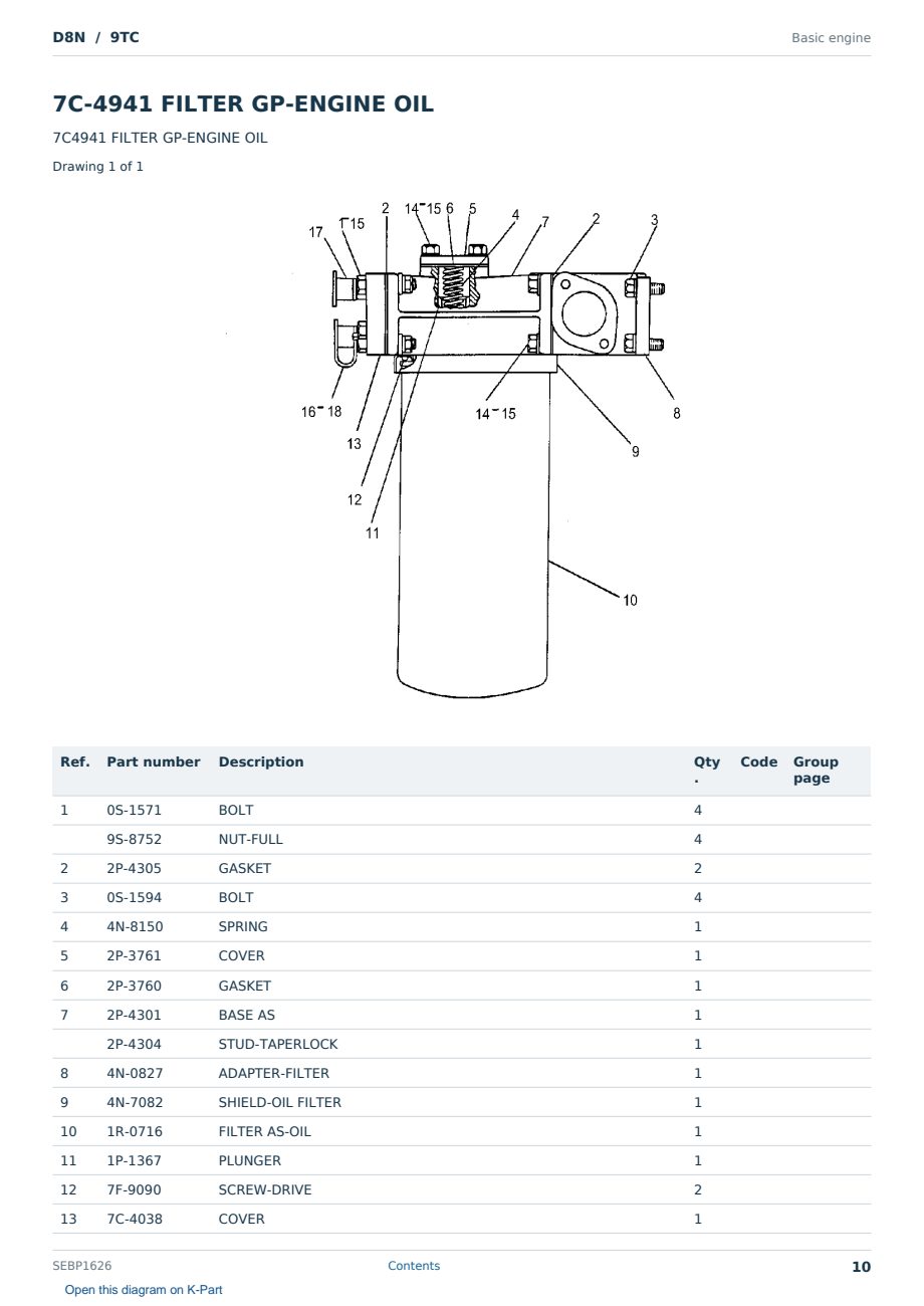 Caterpillar D8N S/N 9TC Partsbook SEBP1626 (English) - sample page 10 of 10 Caterpillar D8N S/N 9TC Partsbook SEBP1626 (English) - sample page 10 of 10