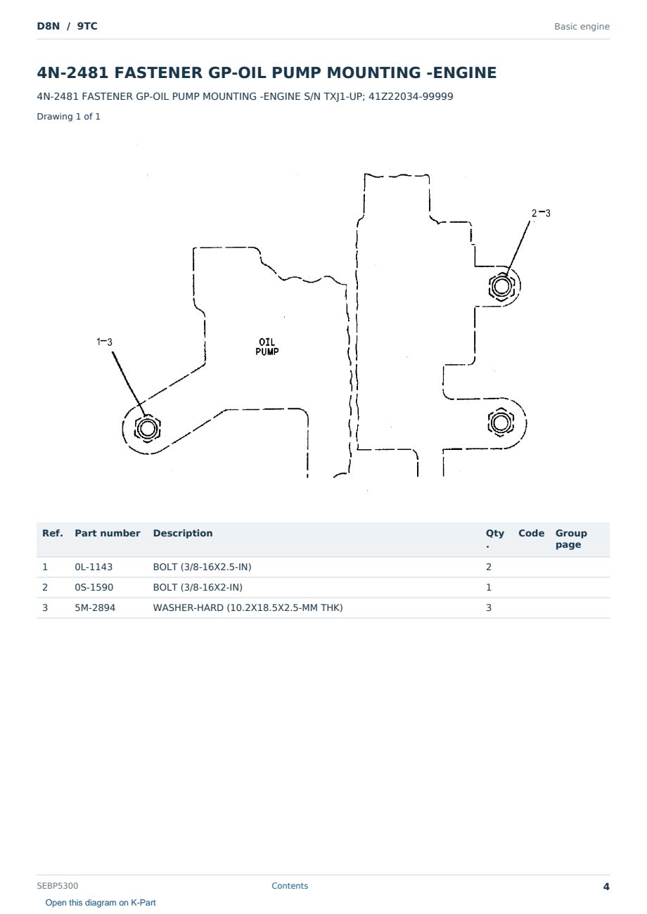 Caterpillar D8N S/N 9TC Partsbook SEBP5300 (English) - sample page 4 of 10 Caterpillar D8N S/N 9TC Partsbook SEBP5300 (English) - sample page 4 of 10