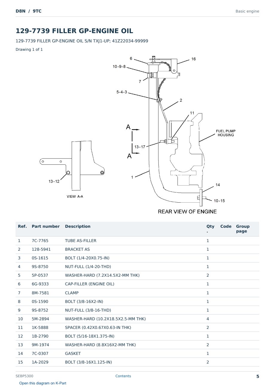 Caterpillar D8N S/N 9TC Partsbook SEBP5300 (English) - sample page 5 of 10 Caterpillar D8N S/N 9TC Partsbook SEBP5300 (English) - sample page 5 of 10