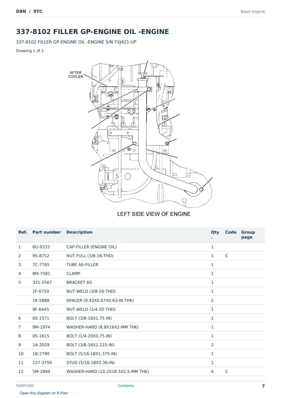 Caterpillar D8N S/N 9TC Partsbook SEBP5300 (English) - sample page 7 of 10 Caterpillar D8N S/N 9TC Partsbook SEBP5300 (English) - sample page 7 of 10