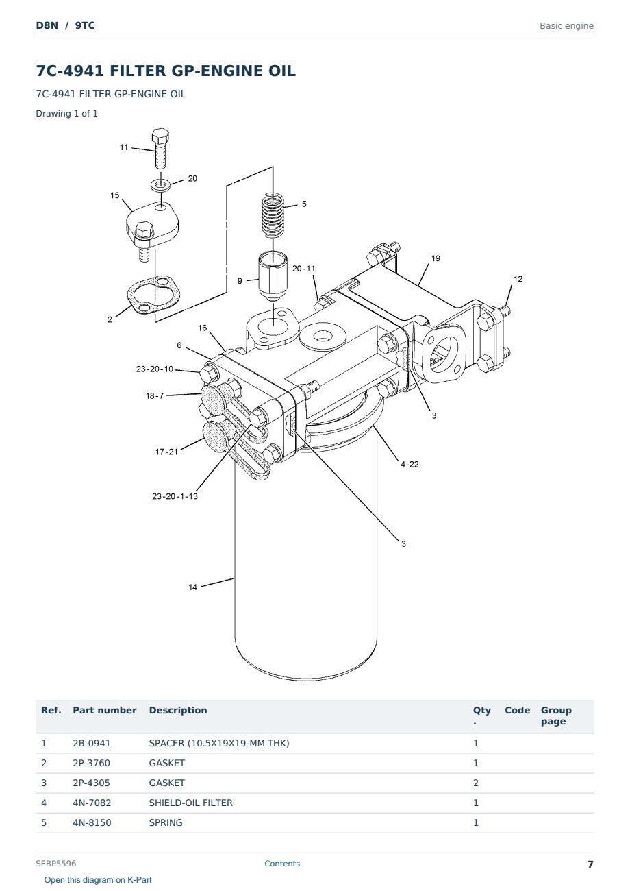 Caterpillar D8N S/N 9TC Partsbook SEBP5596 (English) - sample page 7 of 10 Caterpillar D8N S/N 9TC Partsbook SEBP5596 (English) - sample page 7 of 10