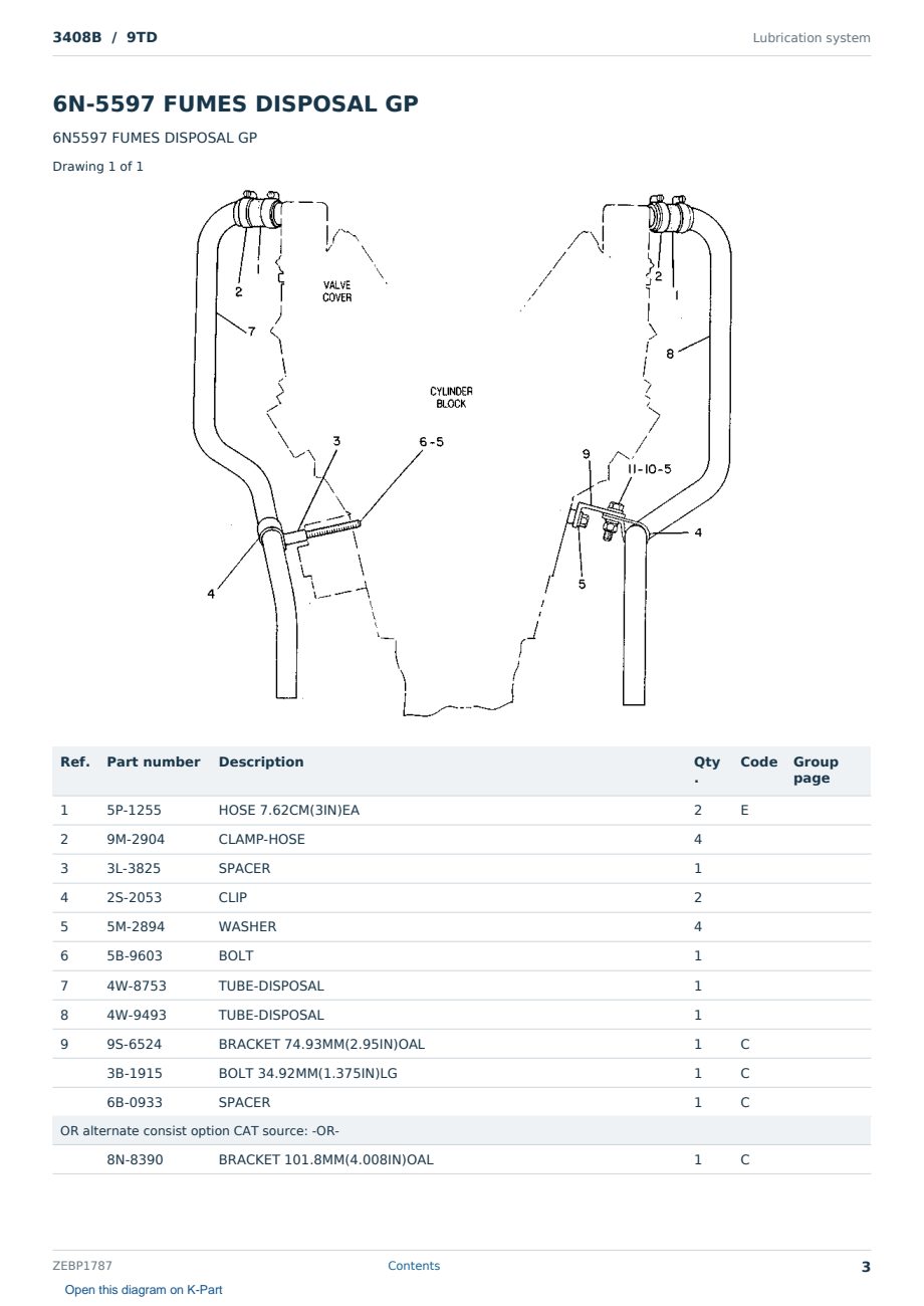 Caterpillar 3408B S/N 9TD Partsbook ZEBP1787 (English) - sample page 3 of 10 Caterpillar 3408B S/N 9TD Partsbook ZEBP1787 (English) - sample page 3 of 10