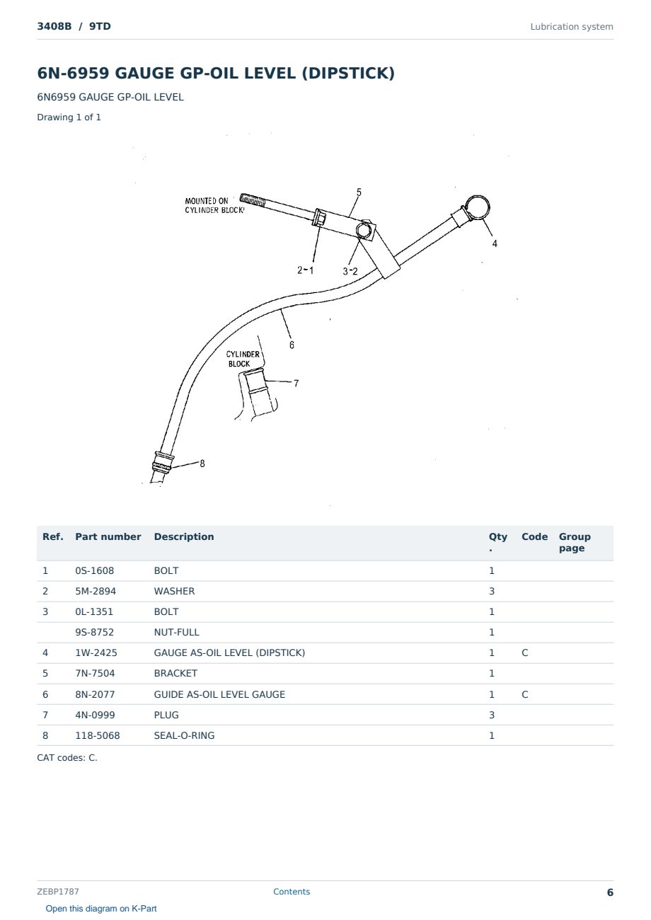 Caterpillar 3408B S/N 9TD Partsbook ZEBP1787 (English) - sample page 6 of 10 Caterpillar 3408B S/N 9TD Partsbook ZEBP1787 (English) - sample page 6 of 10