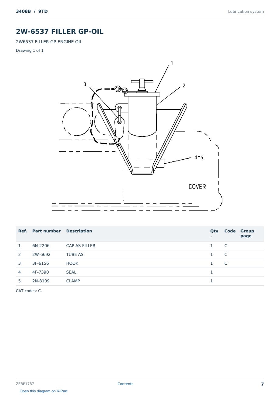 Caterpillar 3408B S/N 9TD Partsbook ZEBP1787 (English) - sample page 7 of 10 Caterpillar 3408B S/N 9TD Partsbook ZEBP1787 (English) - sample page 7 of 10