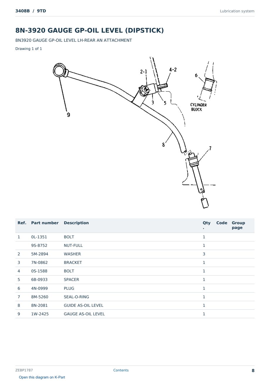 Caterpillar 3408B S/N 9TD Partsbook ZEBP1787 (English) - sample page 8 of 10 Caterpillar 3408B S/N 9TD Partsbook ZEBP1787 (English) - sample page 8 of 10