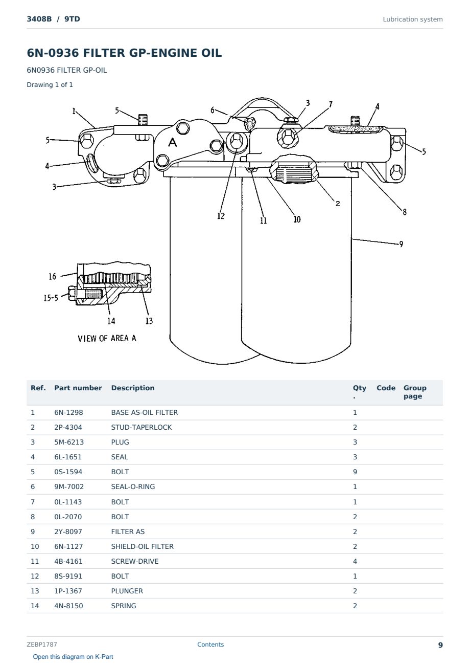 Caterpillar 3408B S/N 9TD Partsbook ZEBP1787 (English) - sample page 9 of 10 Caterpillar 3408B S/N 9TD Partsbook ZEBP1787 (English) - sample page 9 of 10