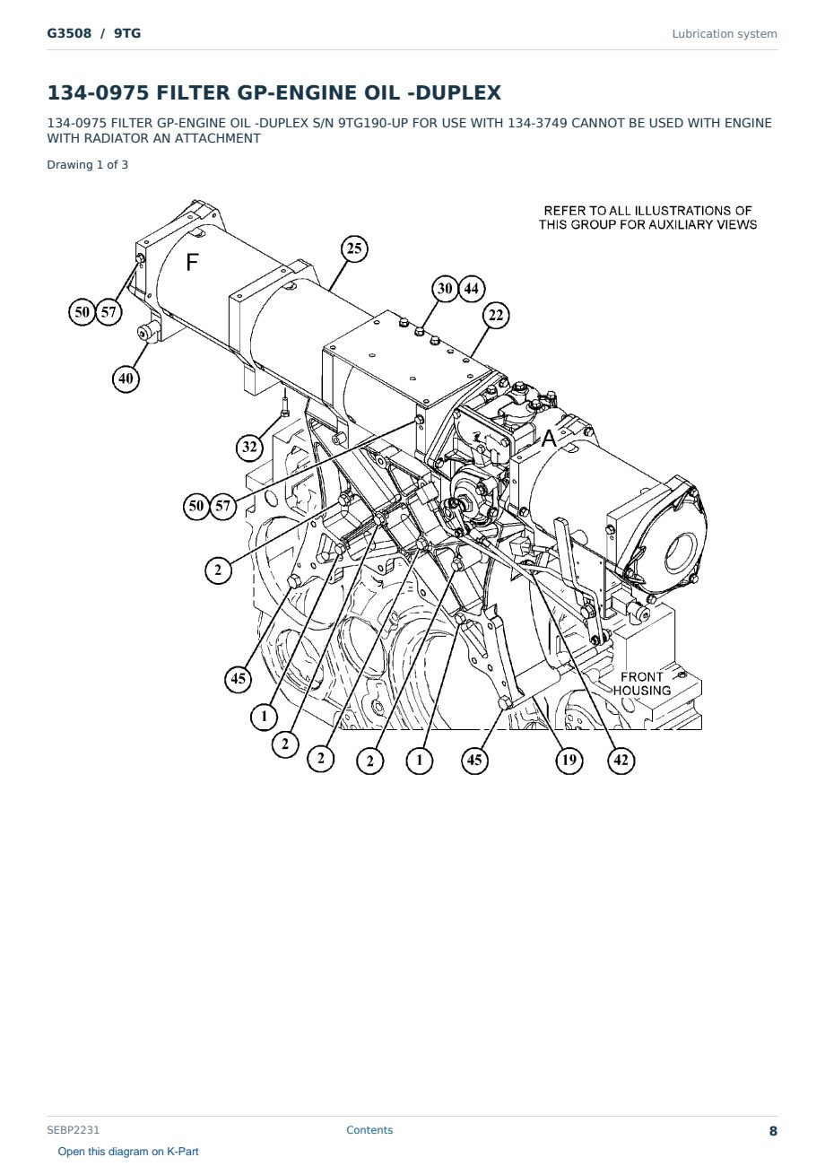Caterpillar G3508 S/N 9TG Partsbook SEBP2231 (English) - sample page 8 of 10 Caterpillar G3508 S/N 9TG Partsbook SEBP2231 (English) - sample page 8 of 10