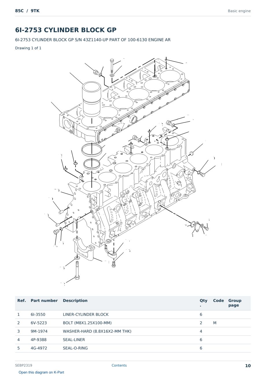 Caterpillar 85C S/N 9TK Partsbook SEBP2319 (English) - sample page 10 of 10 Caterpillar 85C S/N 9TK Partsbook SEBP2319 (English) - sample page 10 of 10