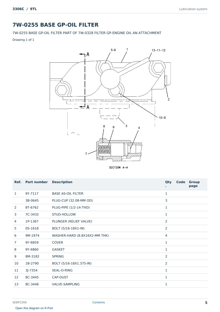 Caterpillar 3306C S/N 9TL Partsbook SEBP2269 (English) - sample page 5 of 10 Caterpillar 3306C S/N 9TL Partsbook SEBP2269 (English) - sample page 5 of 10