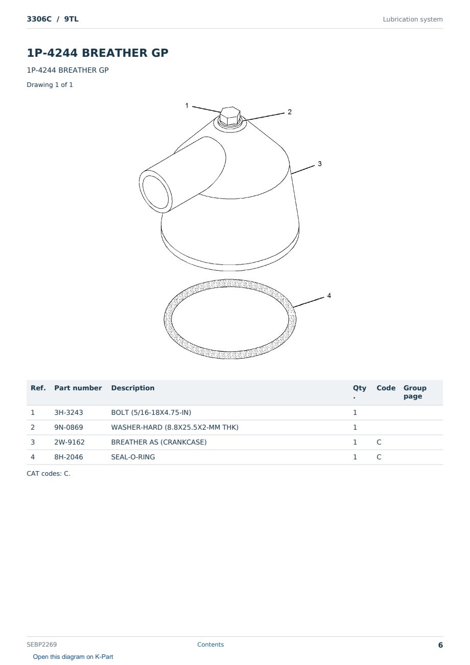 Caterpillar 3306C S/N 9TL Partsbook SEBP2269 (English) - sample page 6 of 10 Caterpillar 3306C S/N 9TL Partsbook SEBP2269 (English) - sample page 6 of 10