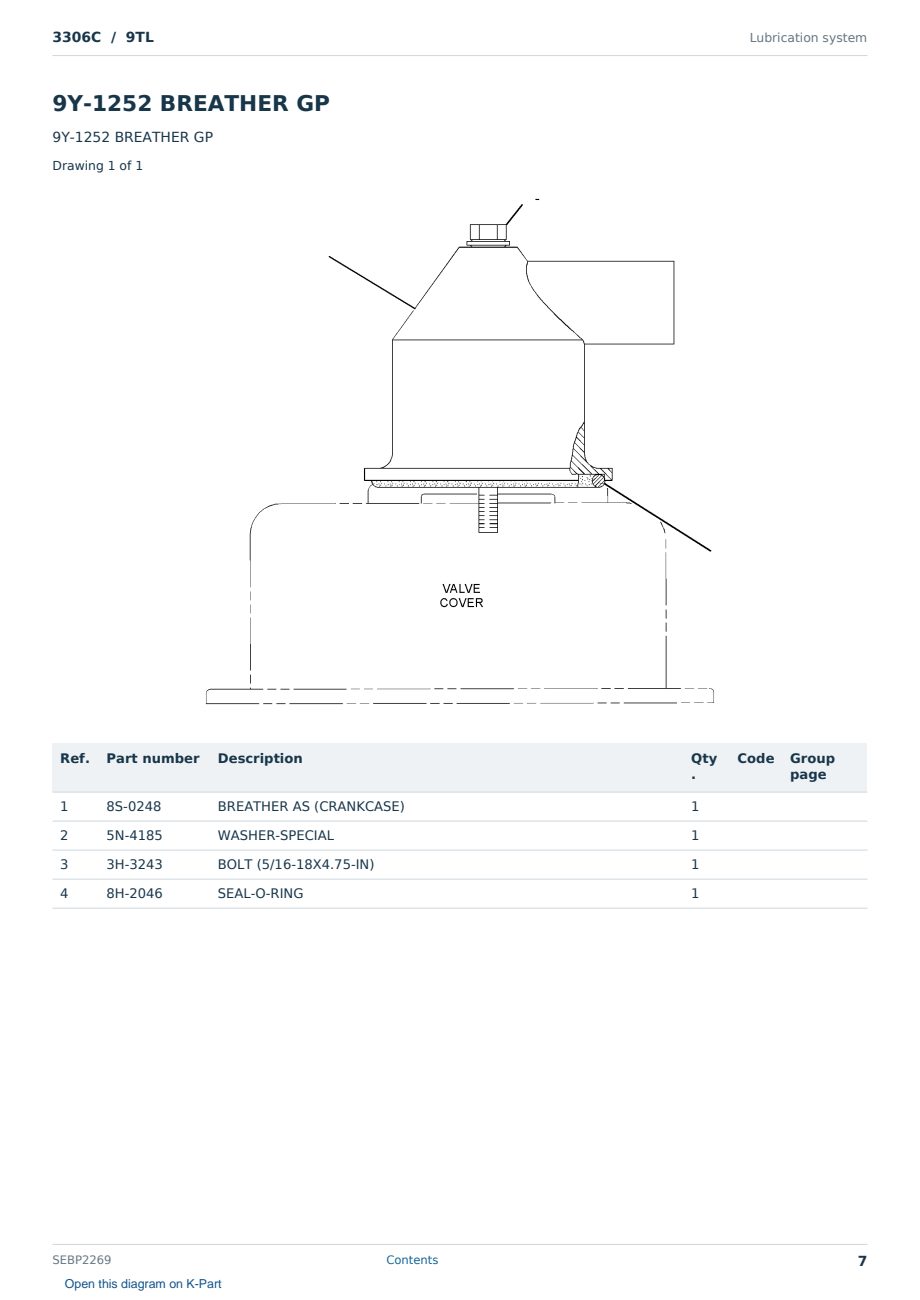 Caterpillar 3306C S/N 9TL Partsbook SEBP2269 (English) - sample page 7 of 10 Caterpillar 3306C S/N 9TL Partsbook SEBP2269 (English) - sample page 7 of 10