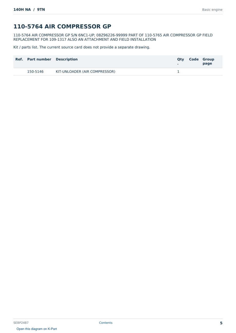 Caterpillar 140H NA S/N 9TN Partsbook SEBP2487 (English) - sample page 5 of 10 Caterpillar 140H NA S/N 9TN Partsbook SEBP2487 (English) - sample page 5 of 10