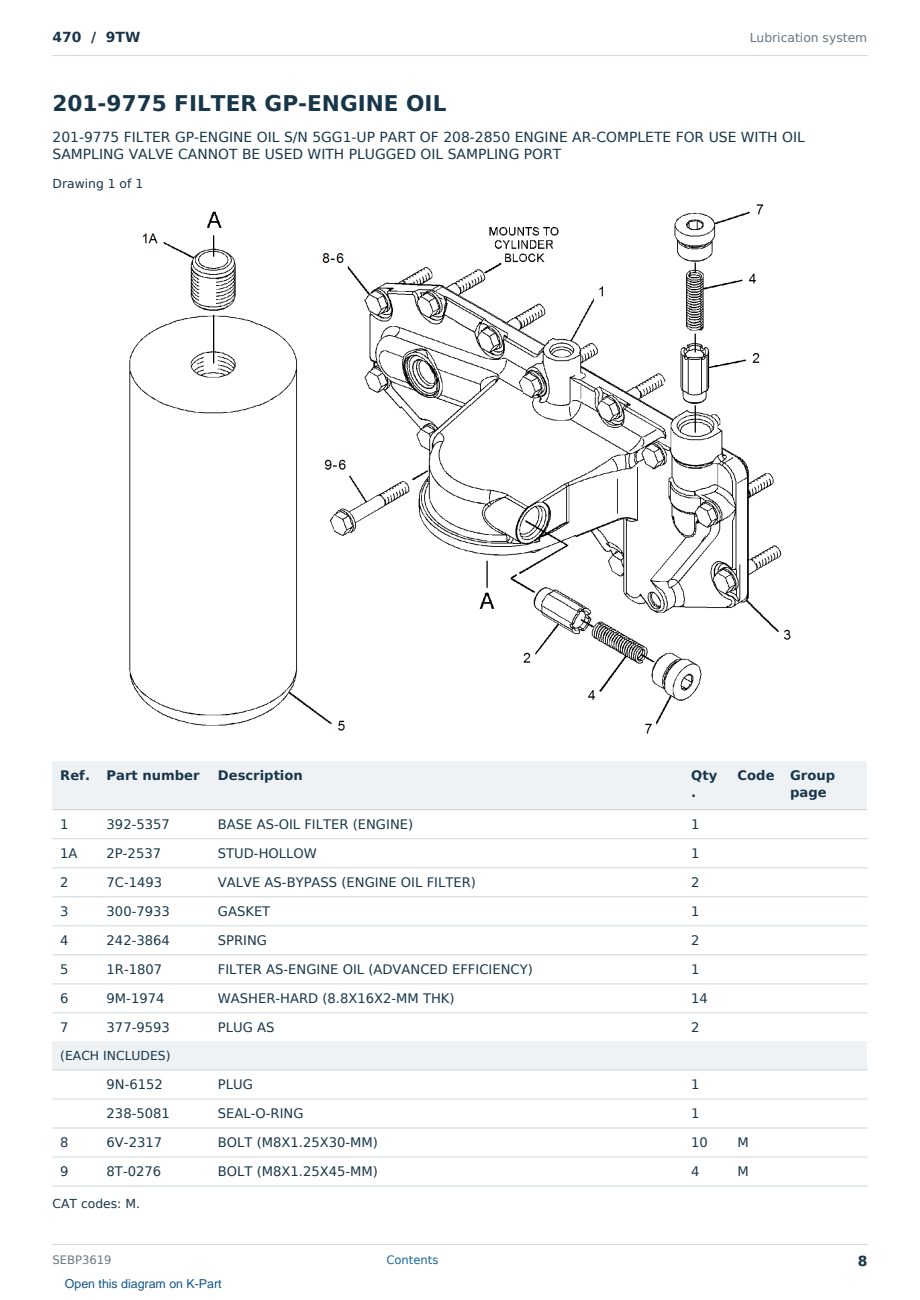 Caterpillar 470 S/N 9TW Partsbook SEBP3619 (English) - sample page 8 of 10 Caterpillar 470 S/N 9TW Partsbook SEBP3619 (English) - sample page 8 of 10