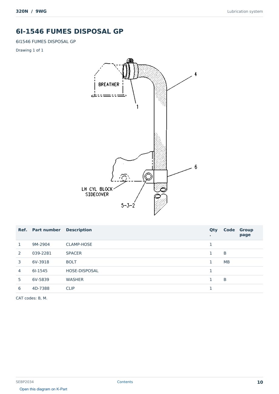 Caterpillar 320N S/N 9WG Partsbook SEBP2034 (English) - sample page 10 of 10 Caterpillar 320N S/N 9WG Partsbook SEBP2034 (English) - sample page 10 of 10