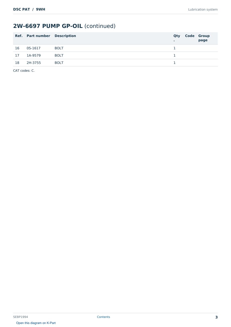Caterpillar D5C PAT S/N 9WH Partsbook SEBP1994 (English) - sample page 3 of 10 Caterpillar D5C PAT S/N 9WH Partsbook SEBP1994 (English) - sample page 3 of 10