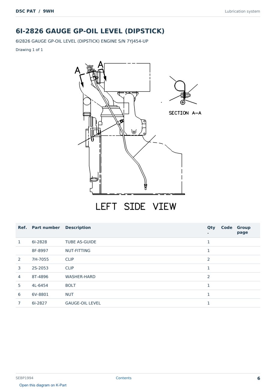 Caterpillar D5C PAT S/N 9WH Partsbook SEBP1994 (English) - sample page 6 of 10 Caterpillar D5C PAT S/N 9WH Partsbook SEBP1994 (English) - sample page 6 of 10