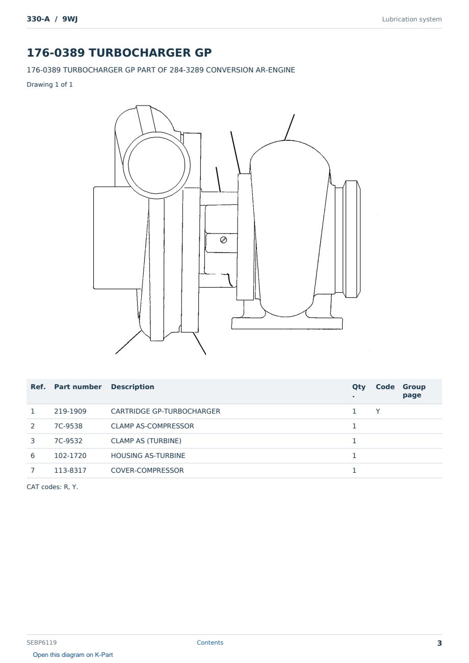 Caterpillar 330-A S/N 9WJ Partsbook SEBP6119 (English) - sample page 3 of 10 Caterpillar 330-A S/N 9WJ Partsbook SEBP6119 (English) - sample page 3 of 10