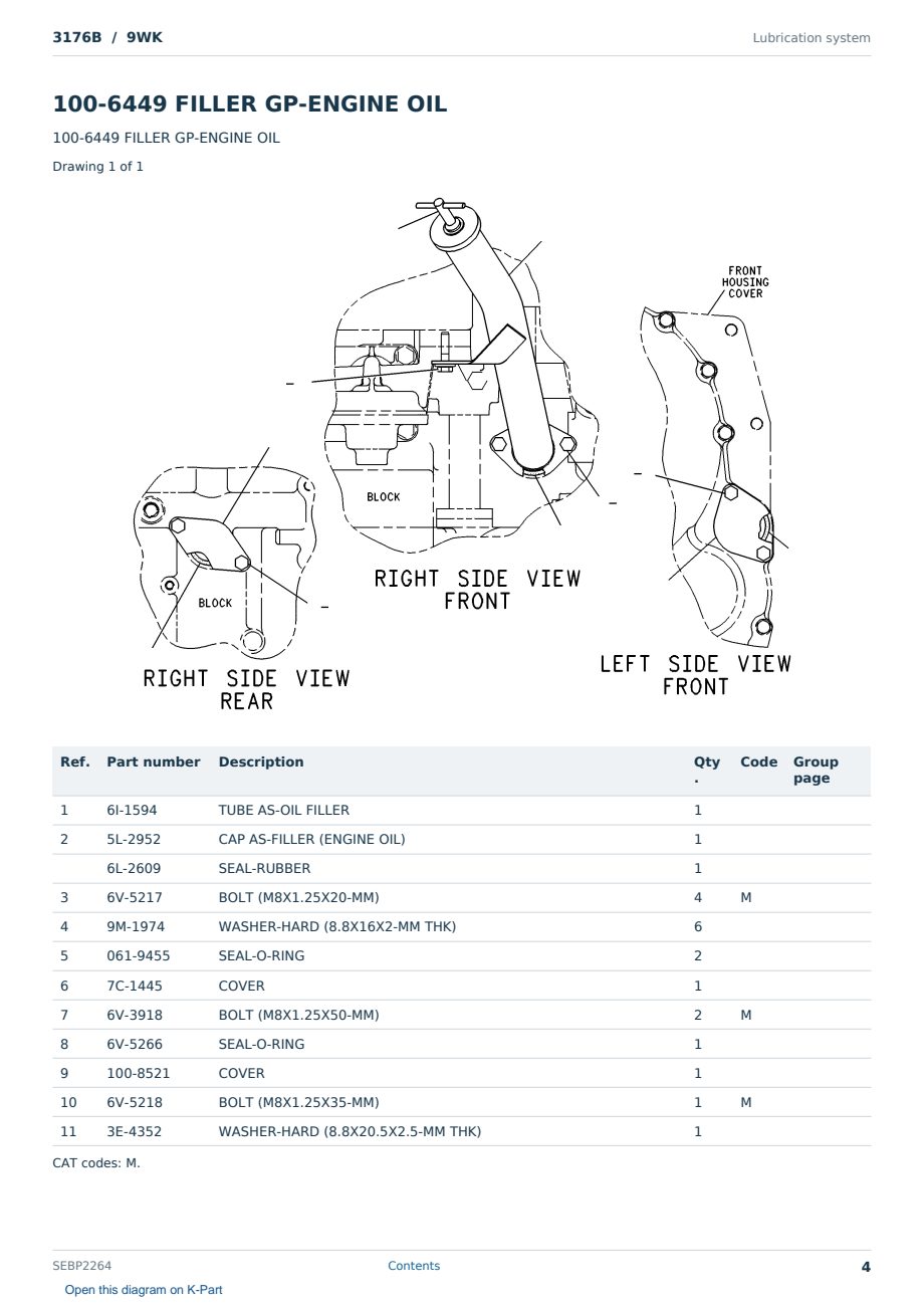 Caterpillar 3176B S/N 9WK Partsbook SEBP2264 (English) - sample page 4 of 10 Caterpillar 3176B S/N 9WK Partsbook SEBP2264 (English) - sample page 4 of 10