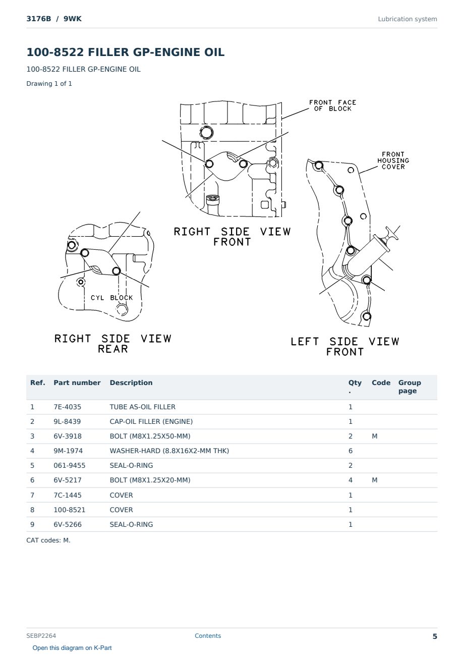 Caterpillar 3176B S/N 9WK Partsbook SEBP2264 (English) - sample page 5 of 10 Caterpillar 3176B S/N 9WK Partsbook SEBP2264 (English) - sample page 5 of 10