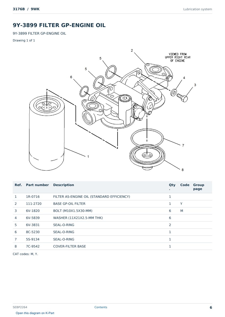 Caterpillar 3176B S/N 9WK Partsbook SEBP2264 (English) - sample page 6 of 10 Caterpillar 3176B S/N 9WK Partsbook SEBP2264 (English) - sample page 6 of 10