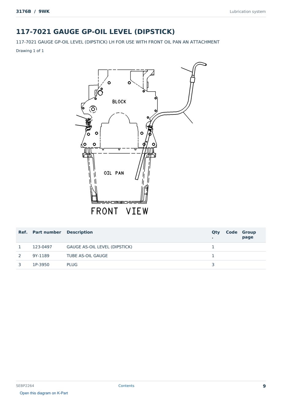Caterpillar 3176B S/N 9WK Partsbook SEBP2264 (English) - sample page 9 of 10 Caterpillar 3176B S/N 9WK Partsbook SEBP2264 (English) - sample page 9 of 10