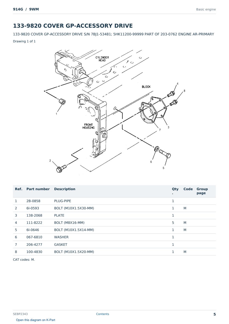 Caterpillar 914G S/N 9WM Partsbook SEBP2343 (English) - sample page 5 of 10 Caterpillar 914G S/N 9WM Partsbook SEBP2343 (English) - sample page 5 of 10