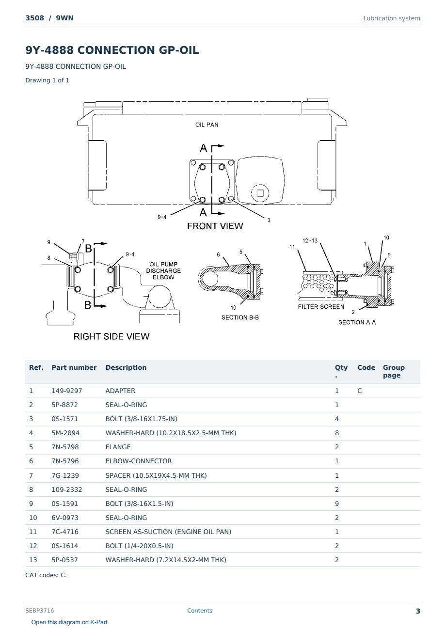 Caterpillar 3508 S/N 9WN Partsbook SEBP3716 (English) - sample page 3 of 10 Caterpillar 3508 S/N 9WN Partsbook SEBP3716 (English) - sample page 3 of 10
