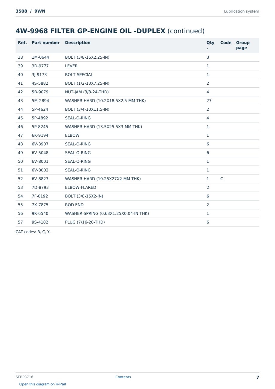 Caterpillar 3508 S/N 9WN Partsbook SEBP3716 (English) - sample page 7 of 10 Caterpillar 3508 S/N 9WN Partsbook SEBP3716 (English) - sample page 7 of 10