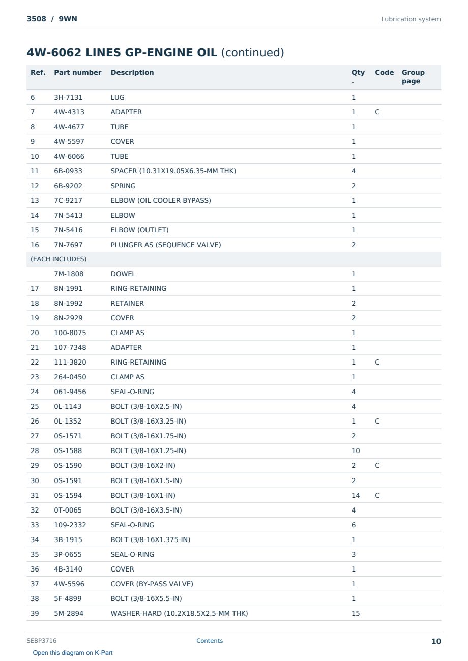 Caterpillar 3508 S/N 9WN Partsbook SEBP3716 (English) - sample page 10 of 10 Caterpillar 3508 S/N 9WN Partsbook SEBP3716 (English) - sample page 10 of 10