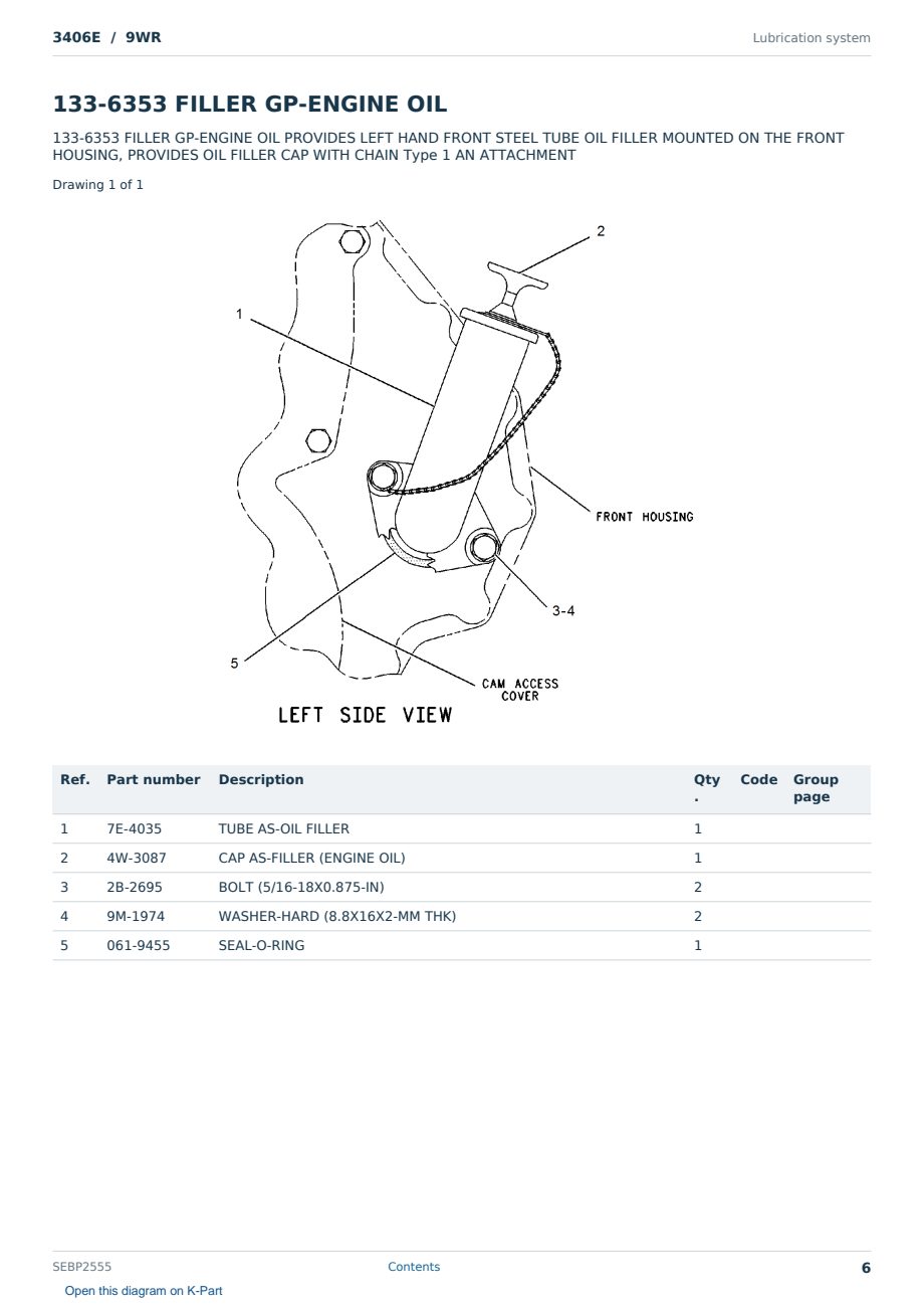 Caterpillar 3406E S/N 9WR Partsbook SEBP2555 (English) - sample page 6 of 10 Caterpillar 3406E S/N 9WR Partsbook SEBP2555 (English) - sample page 6 of 10