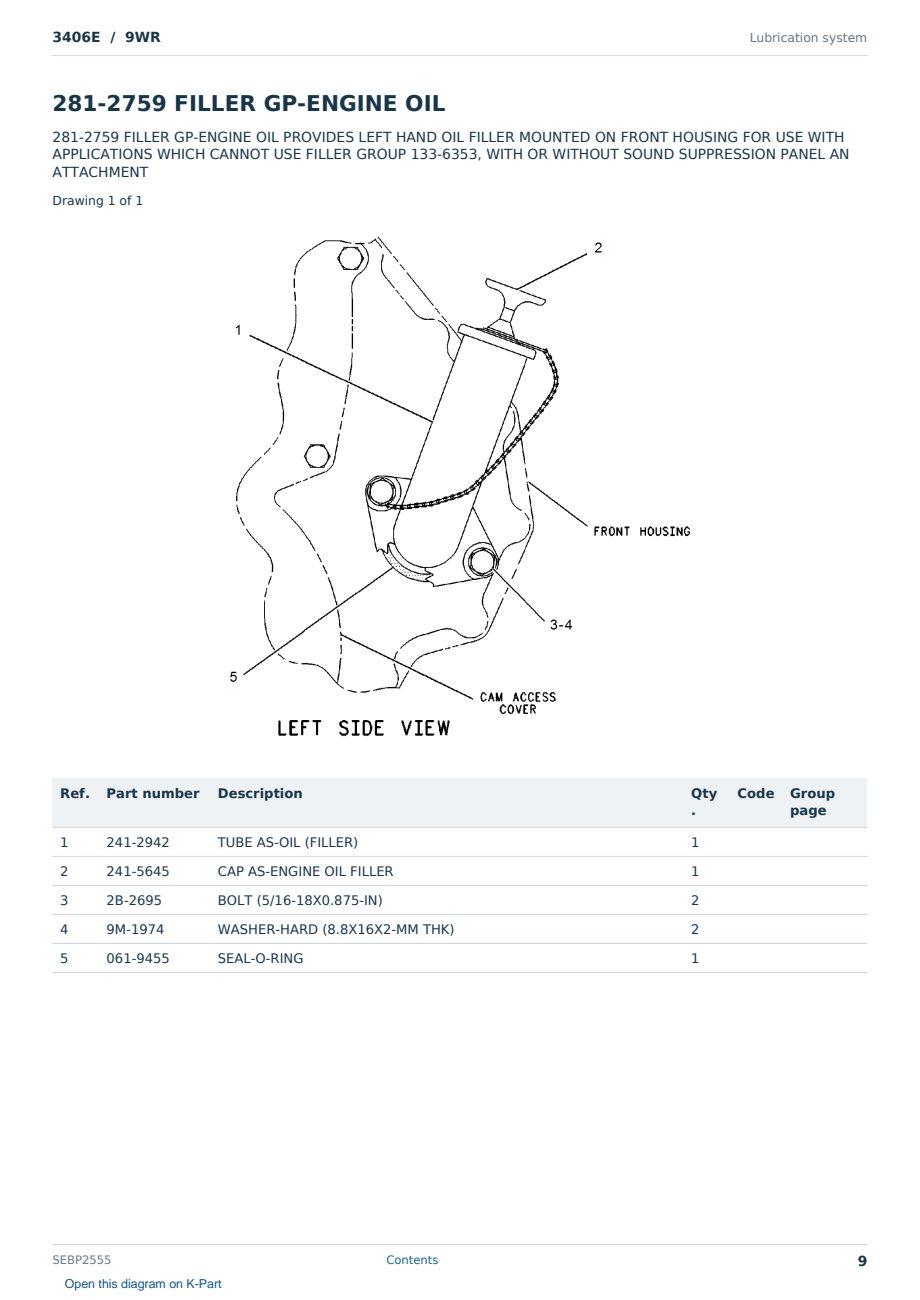 Caterpillar 3406E S/N 9WR Partsbook SEBP2555 (English) - sample page 9 of 10 Caterpillar 3406E S/N 9WR Partsbook SEBP2555 (English) - sample page 9 of 10