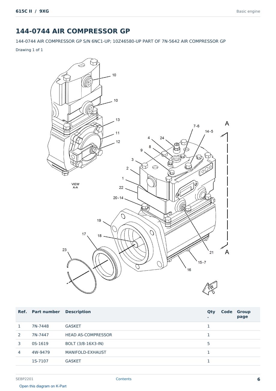 Caterpillar 615C II S/N 9XG Partsbook SEBP2201 (English) - sample page 6 of 10 Caterpillar 615C II S/N 9XG Partsbook SEBP2201 (English) - sample page 6 of 10