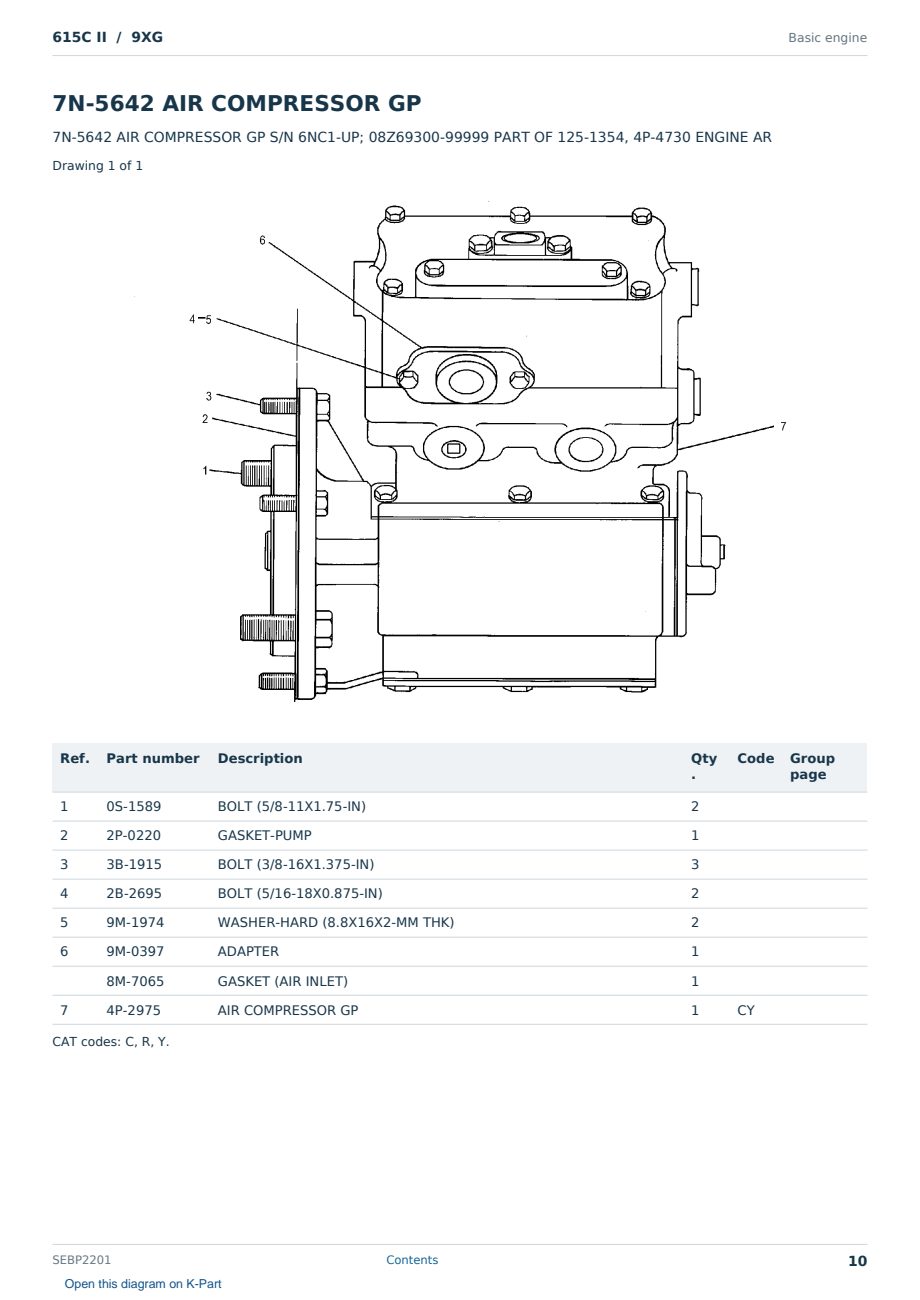 Caterpillar 615C II S/N 9XG Partsbook SEBP2201 (English) - sample page 10 of 10 Caterpillar 615C II S/N 9XG Partsbook SEBP2201 (English) - sample page 10 of 10