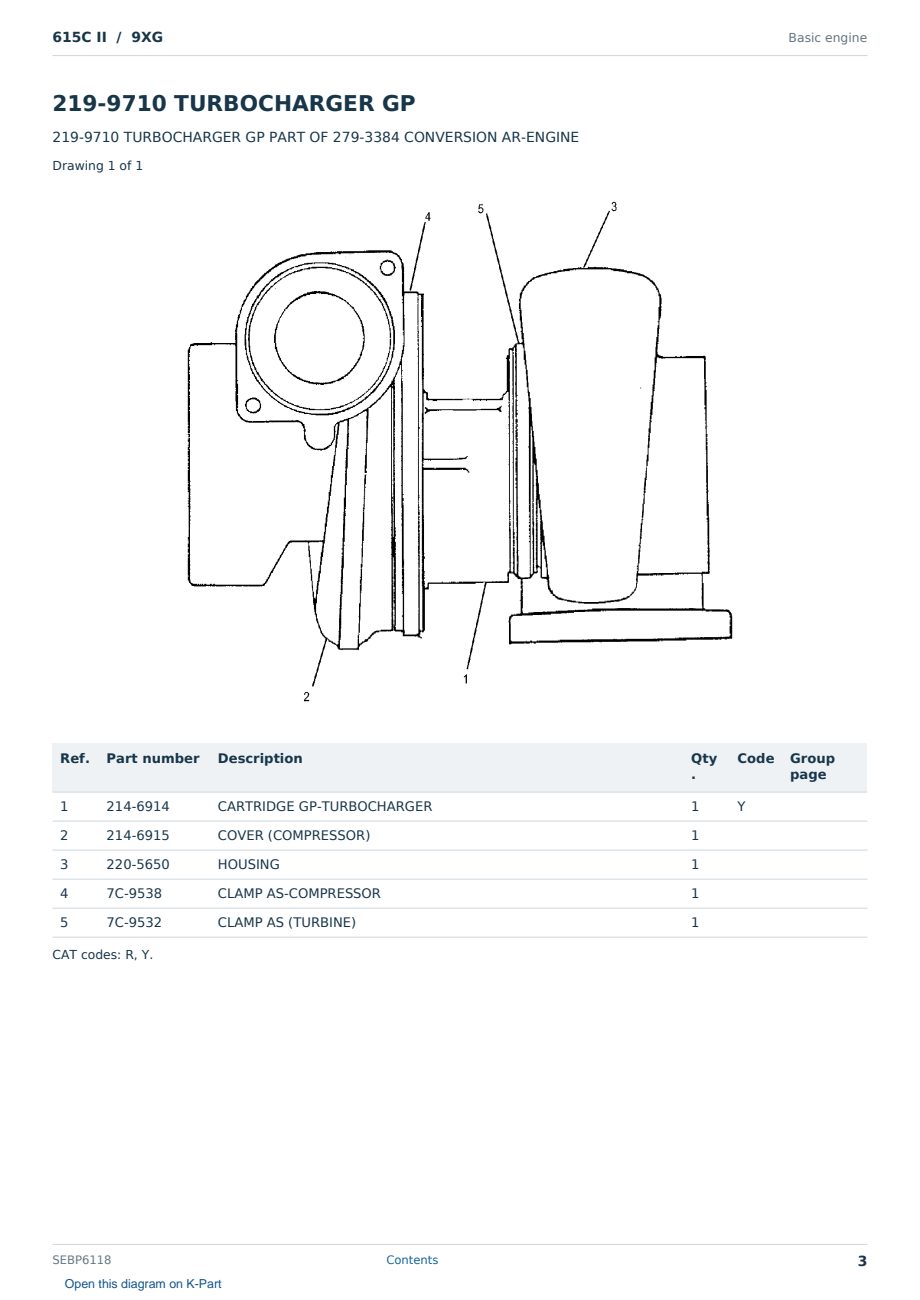 Caterpillar 615C II S/N 9XG Partsbook SEBP6118 (English) - sample page 3 of 10 Caterpillar 615C II S/N 9XG Partsbook SEBP6118 (English) - sample page 3 of 10