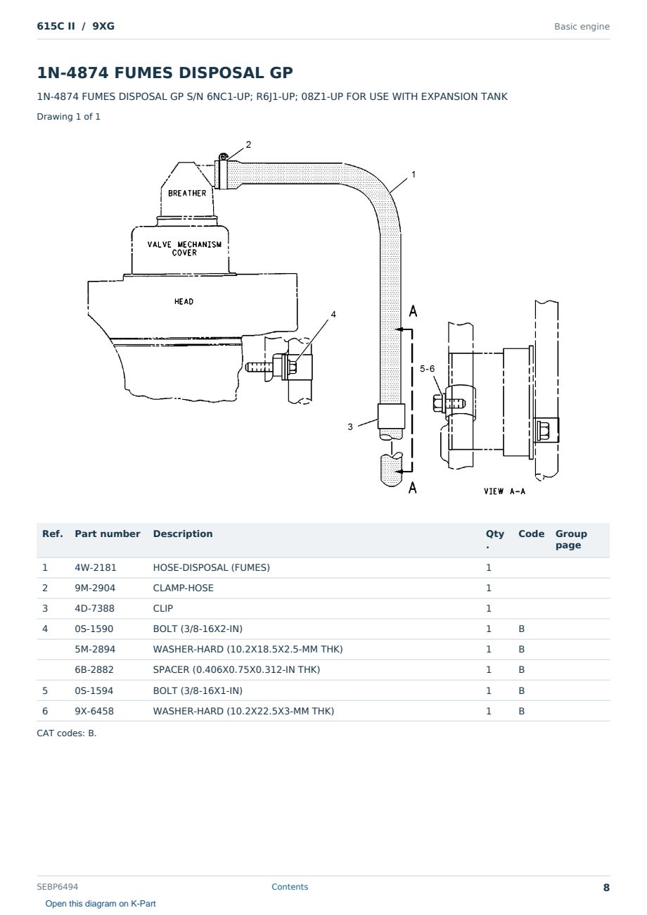 Caterpillar 615C II S/N 9XG Partsbook SEBP6494 (English) - sample page 8 of 10 Caterpillar 615C II S/N 9XG Partsbook SEBP6494 (English) - sample page 8 of 10