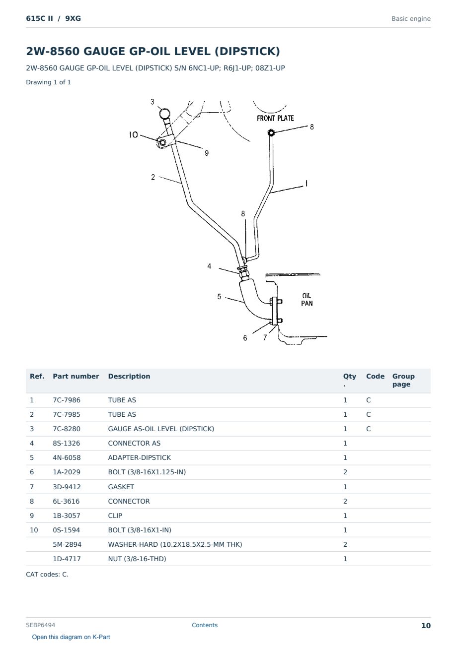 Caterpillar 615C II S/N 9XG Partsbook SEBP6494 (English) - sample page 10 of 10 Caterpillar 615C II S/N 9XG Partsbook SEBP6494 (English) - sample page 10 of 10